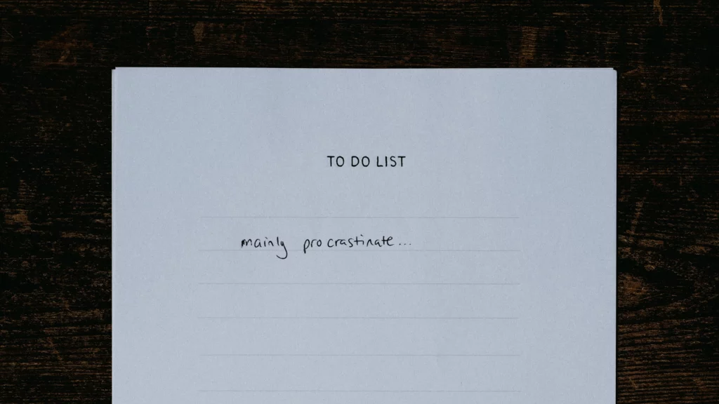 To Do Liste mit dem Punkt "mostly procrastination"